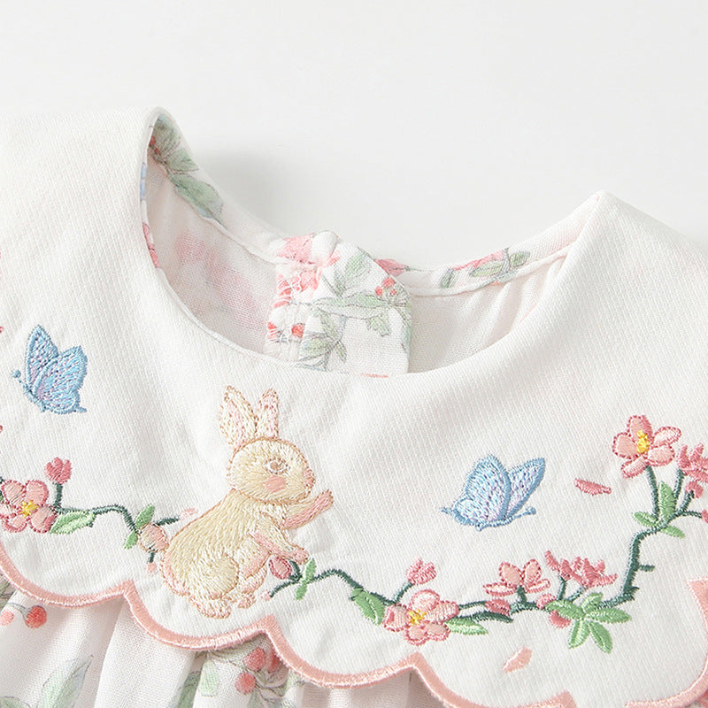 Children's Korean Gentle Fashionable Three-dimensional Embroidered Collar Children's Dress