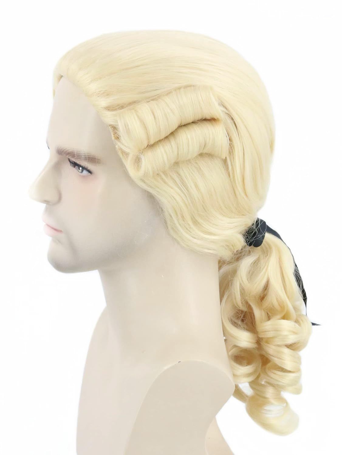 Men's Long Wave White Washington Halloween Judge Lawyer Role Cos Wig