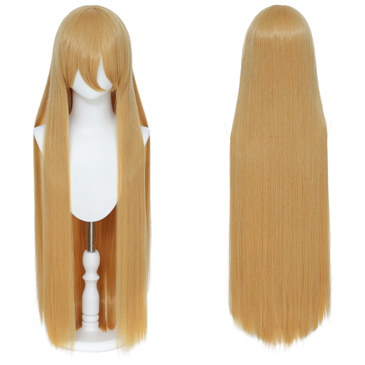 Long Straight Hair Hairpiece Blank Black White Cos Wig