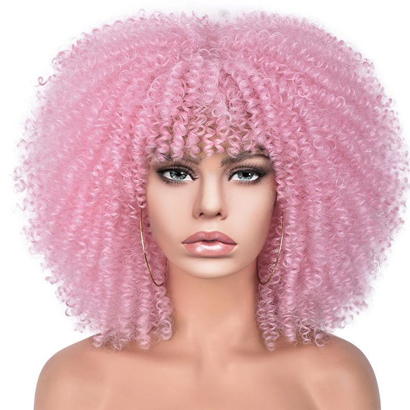 African Small Afro Rose Net Synthetic Wig Short Curly Hair