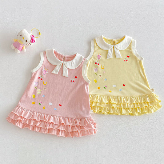 Children's Cartoon Summer Doll Collar Super Cute Vest Korean Style Skirt Children's Dress