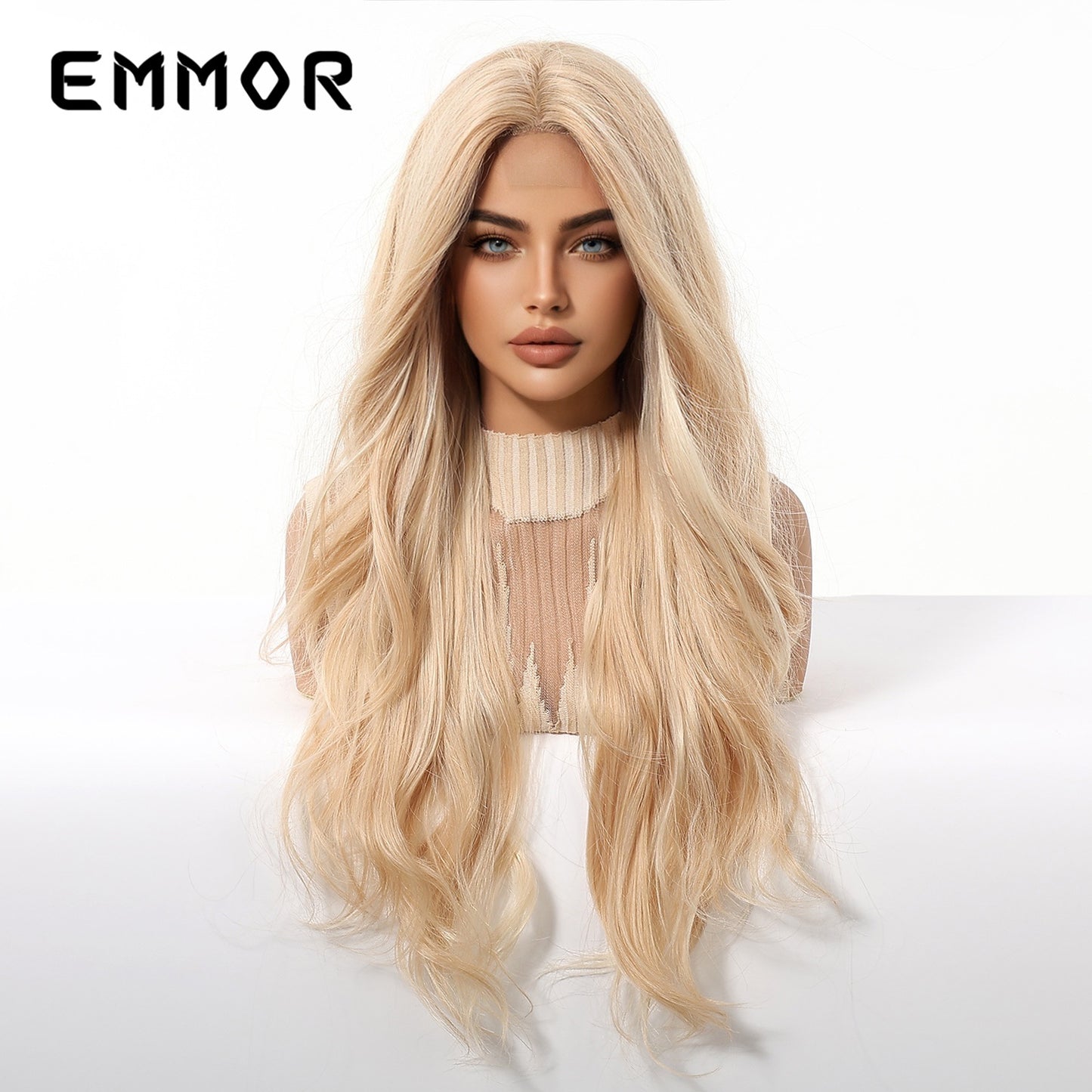 Mid-length Golden Big Wave Curly Hair Fashion Wig Long Curls