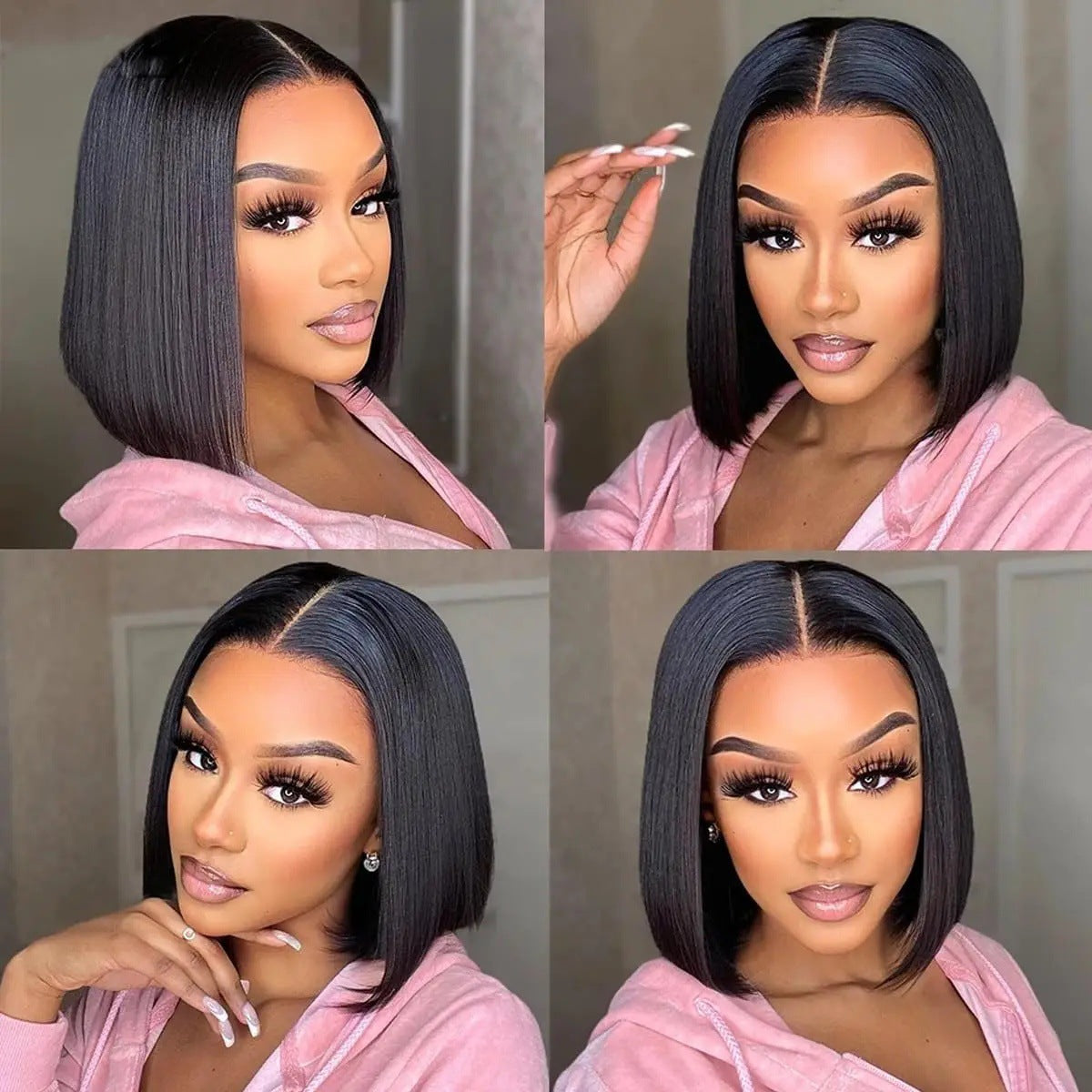 Stylish Straight Bob Lace Brazilian Human Real Hair Wig