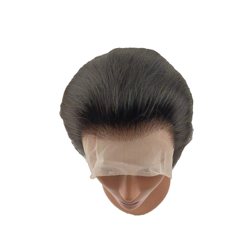 Women's African Lace Style Full Human Inch Wig Short Straight Hair