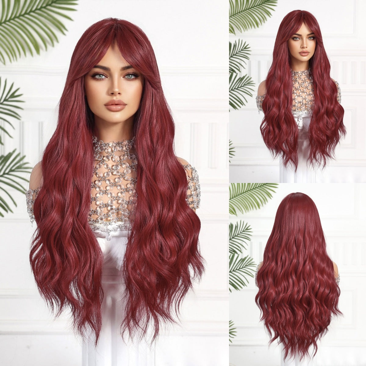 Hair Type Black Brown Curly Mechanism Bangs Head Wig Long Curls