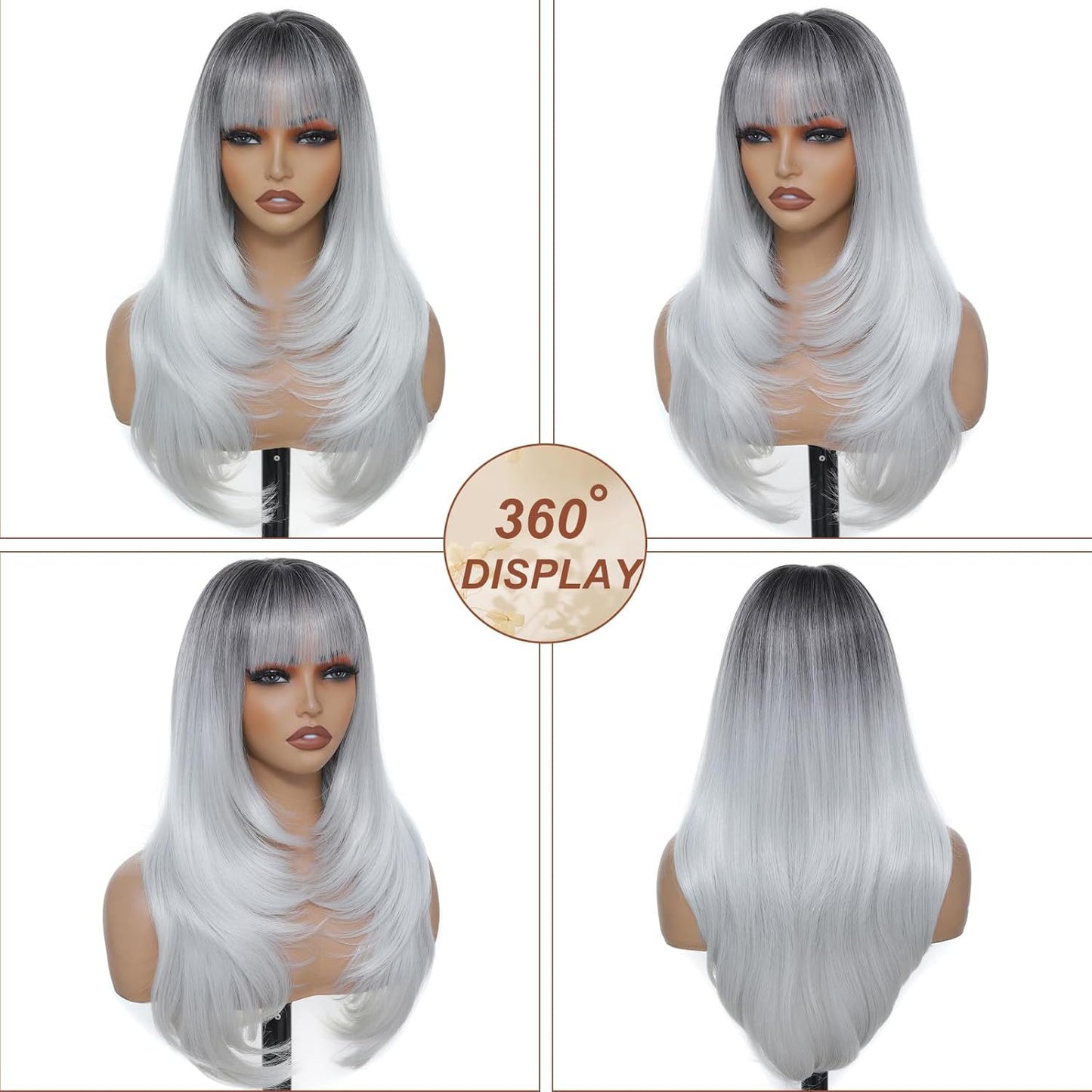 Women's Hair Layered Fiber Synthetic Wigs Long Straight Wig