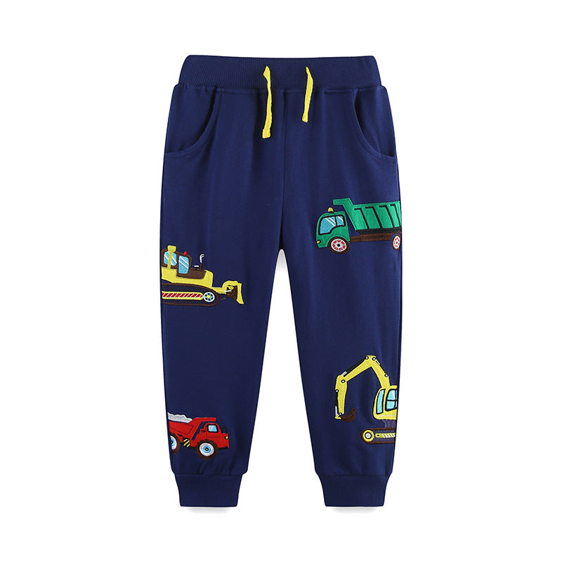 Autumn Trousers Fashion Embroidery Crawler Knitted Cotton Sports Children's Pants