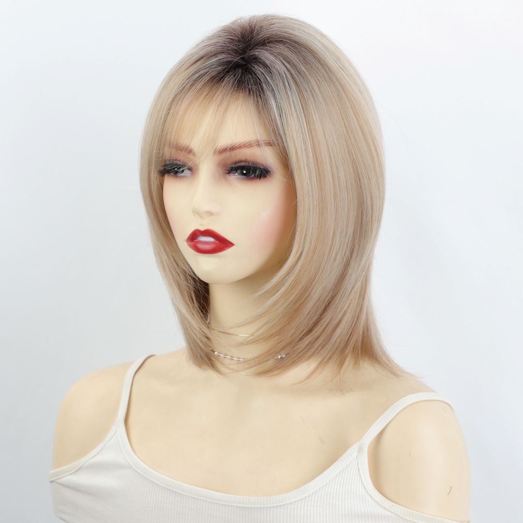 Collarbone Length Haircut Dark Brown Bangs Bobo Chemical Fiber One Wig Short Straight Hair