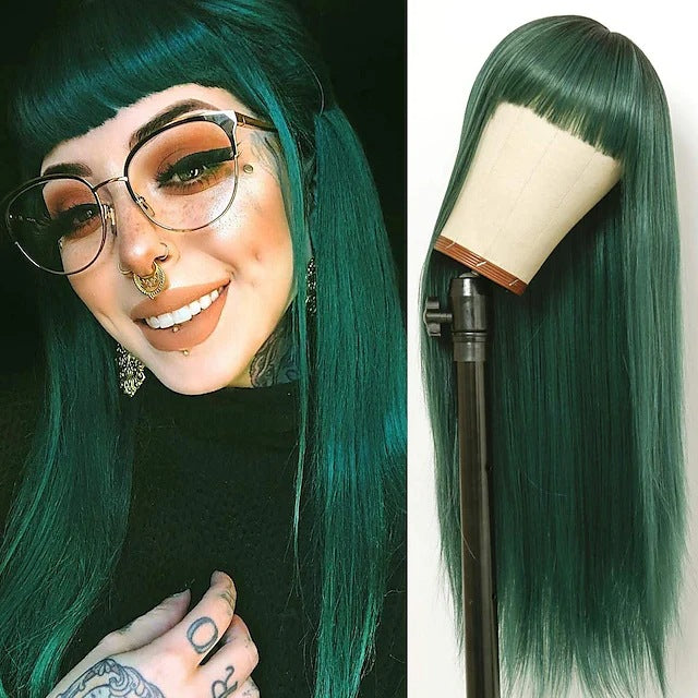 Women's Halloween Headband Two Colors Hair Sheath Long Straight Wig