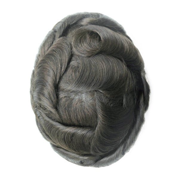 Men's Leather Hand Crochet V Needle Hairpiece Men's Wig
