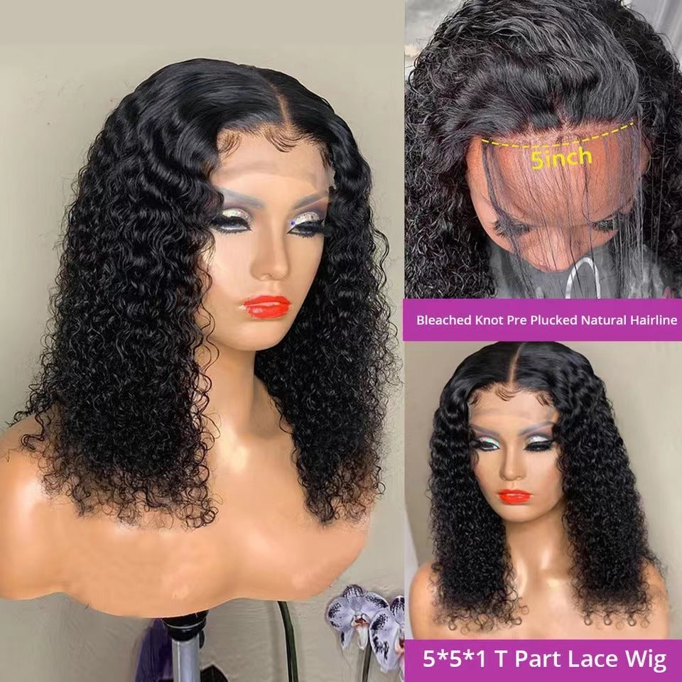 Lace Front Transparent Hd Human With Hairline Density Brazilian Wig Short Curly Hair