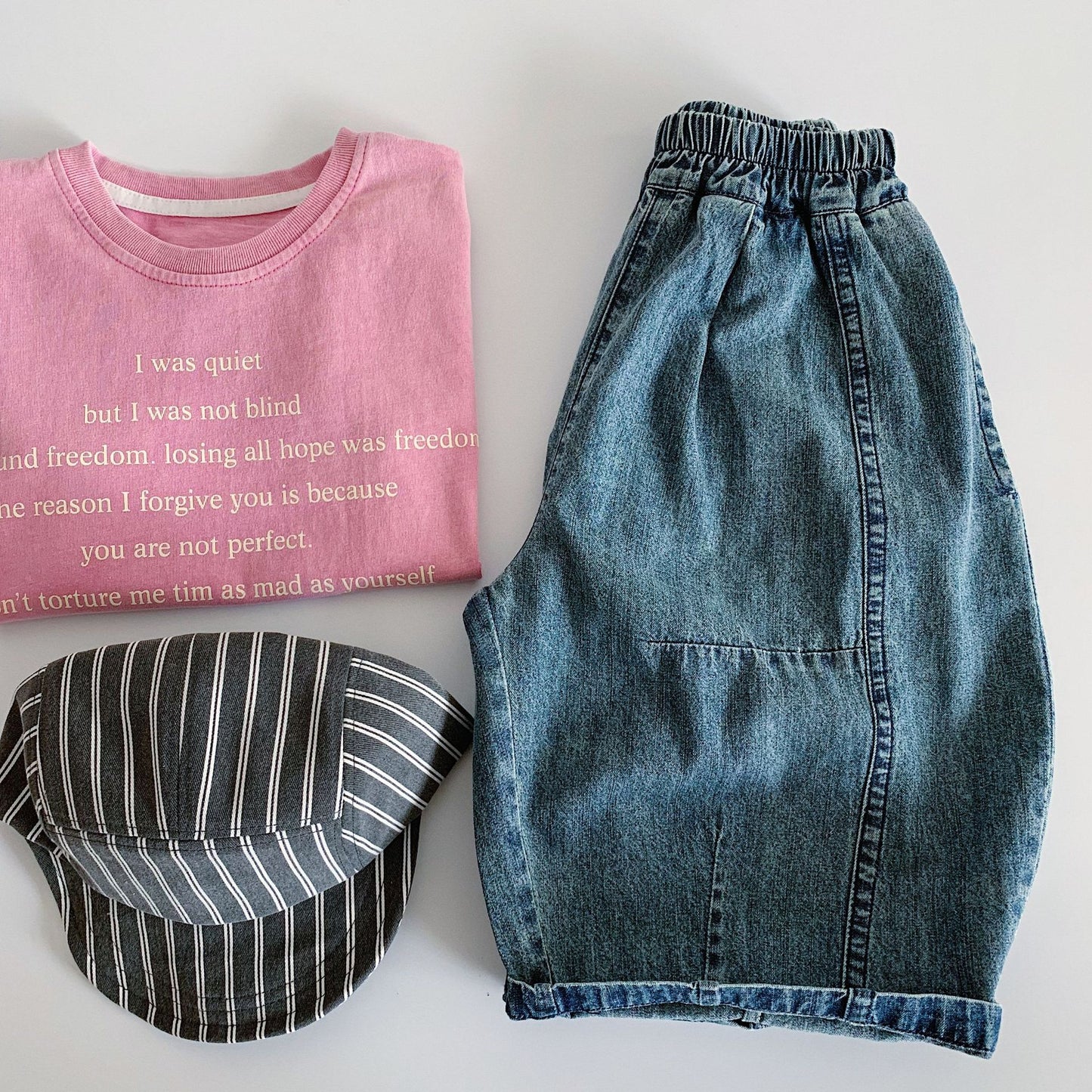 Children's Summer Korean Style Wide Leg Jeans Thin Cropped Children's Pants