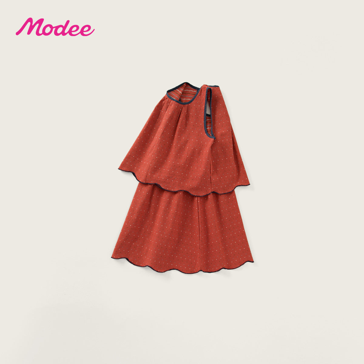 Red Jacquard Summer Korean Style Sleeveless Top Skirt Children's Suit