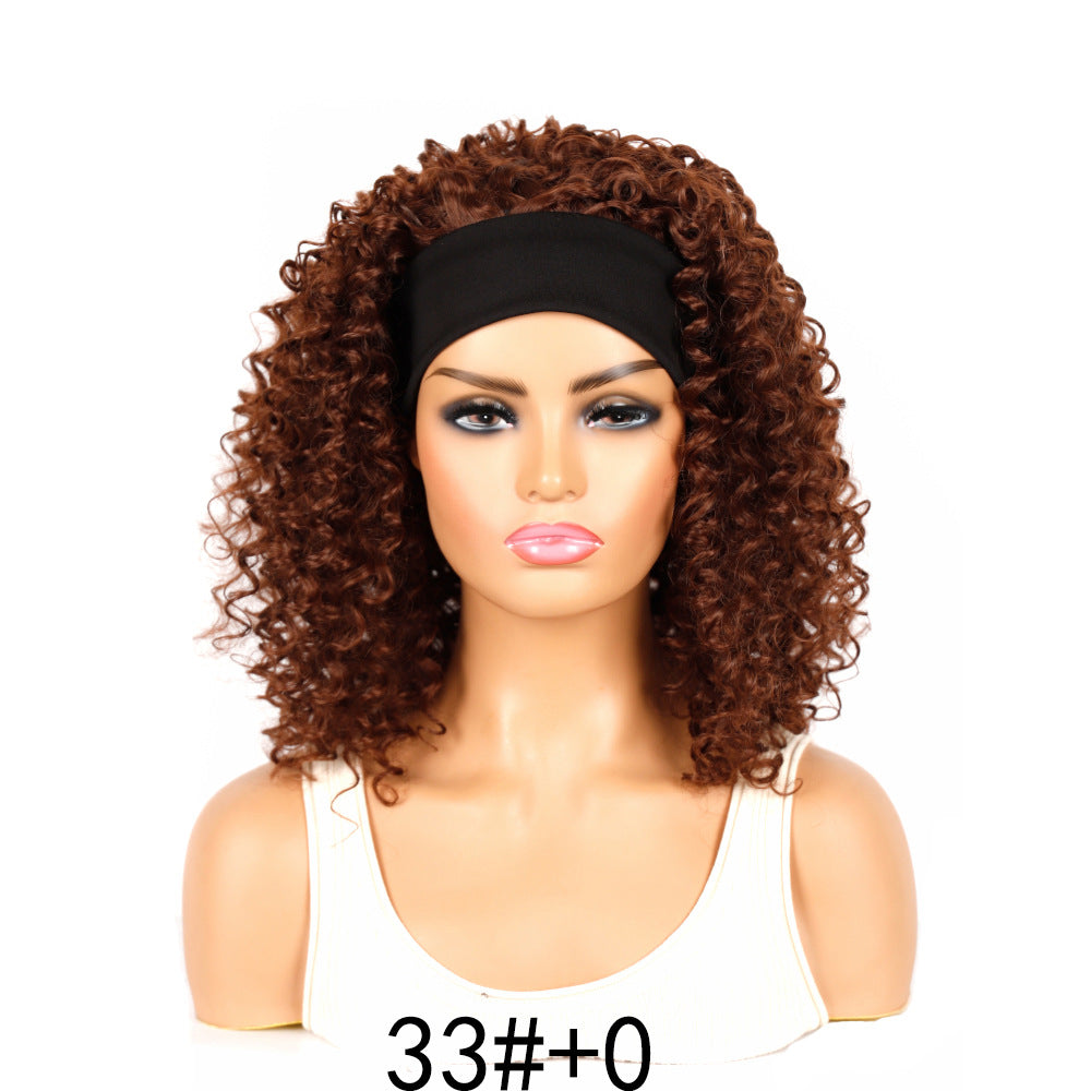 Graceful Ice Silk Band Headband Sheath Wig Short Curly Hair
