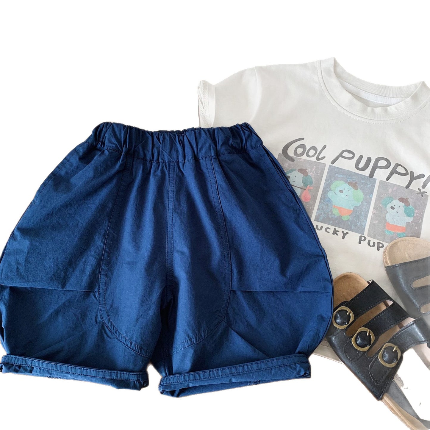 Children's Shorts Summer Solid Color Washed Fifth Children's Pants
