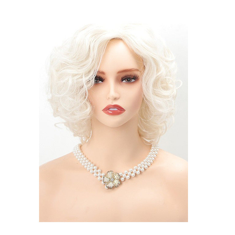 Women's Stage Performance Headgear Granny Grey Special Wig Short Curly Hair
