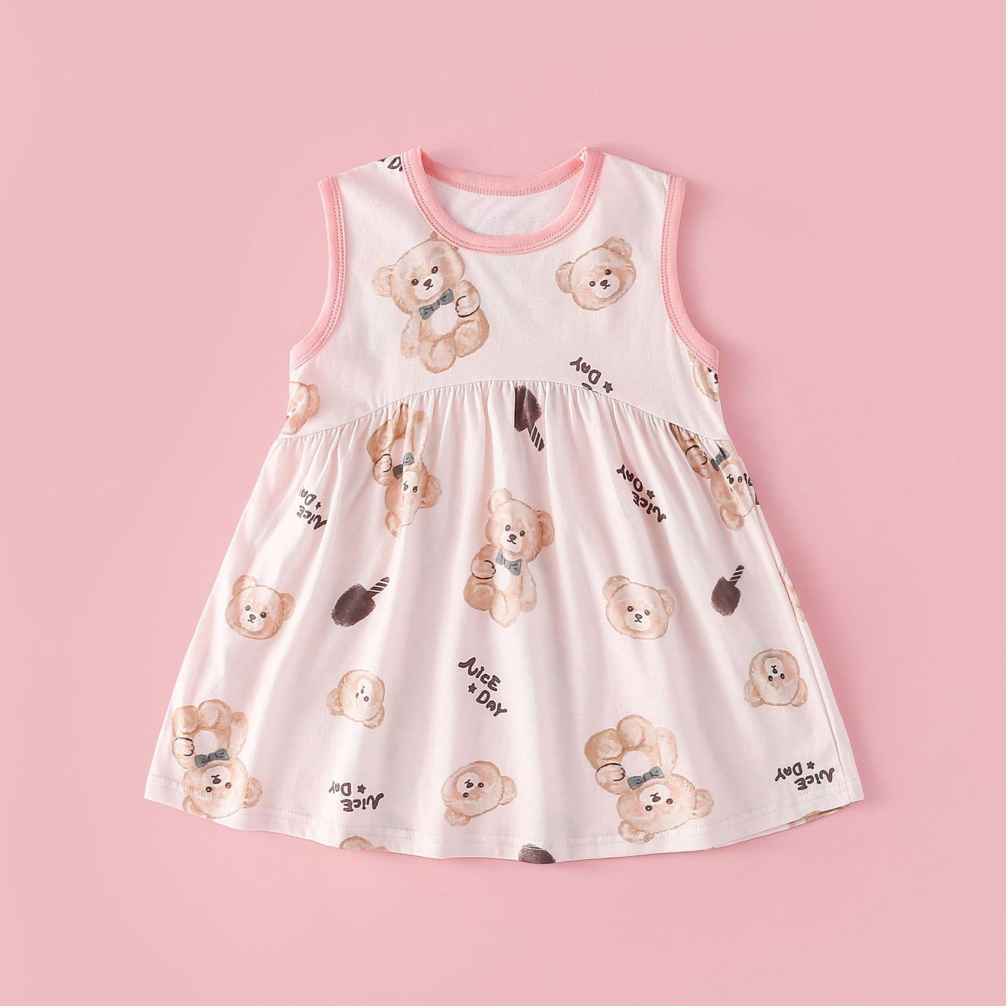 Women's & Children's Vest Skirt Lightweight Breathable Sleeveless Cotton Antibacterial Pleated Children's Dress