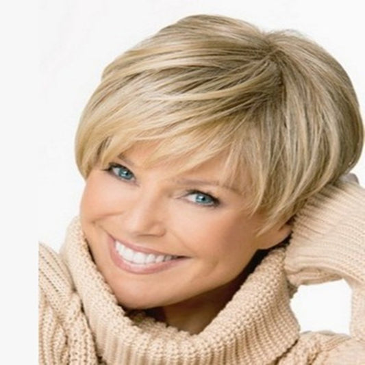 Elegant Charming Women's Golden Set Fashion Wig Short Straight Hair