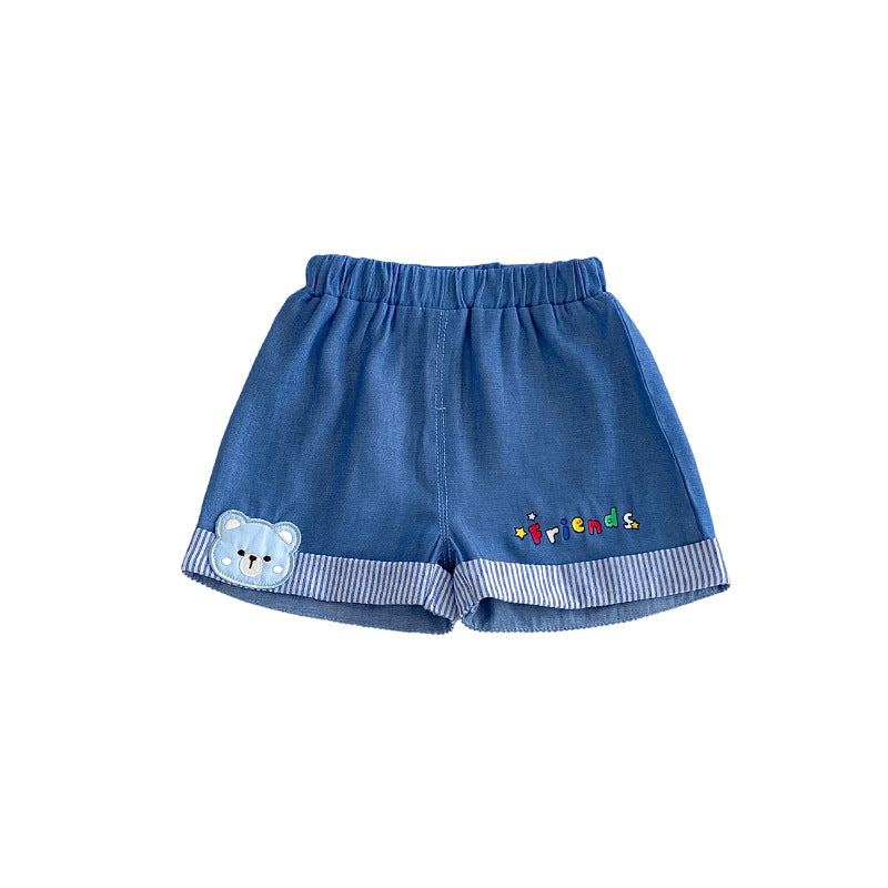 Children's Patch Shorts Summer Boys Fashionable Cartoon Floral Print Casual Children's Pants