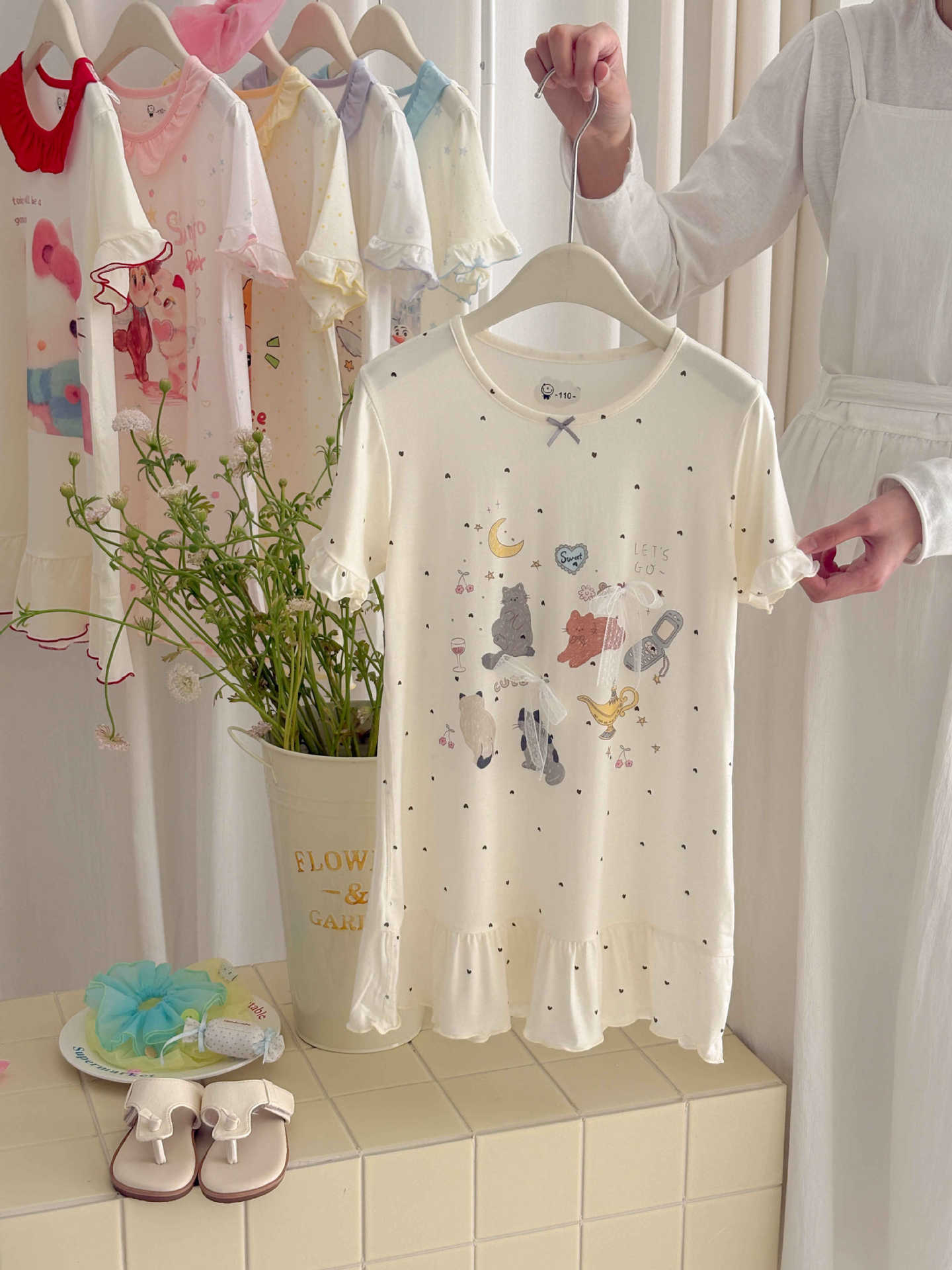 Summer Floral Nightdress Lotus Leaf Skirt Children's Dress