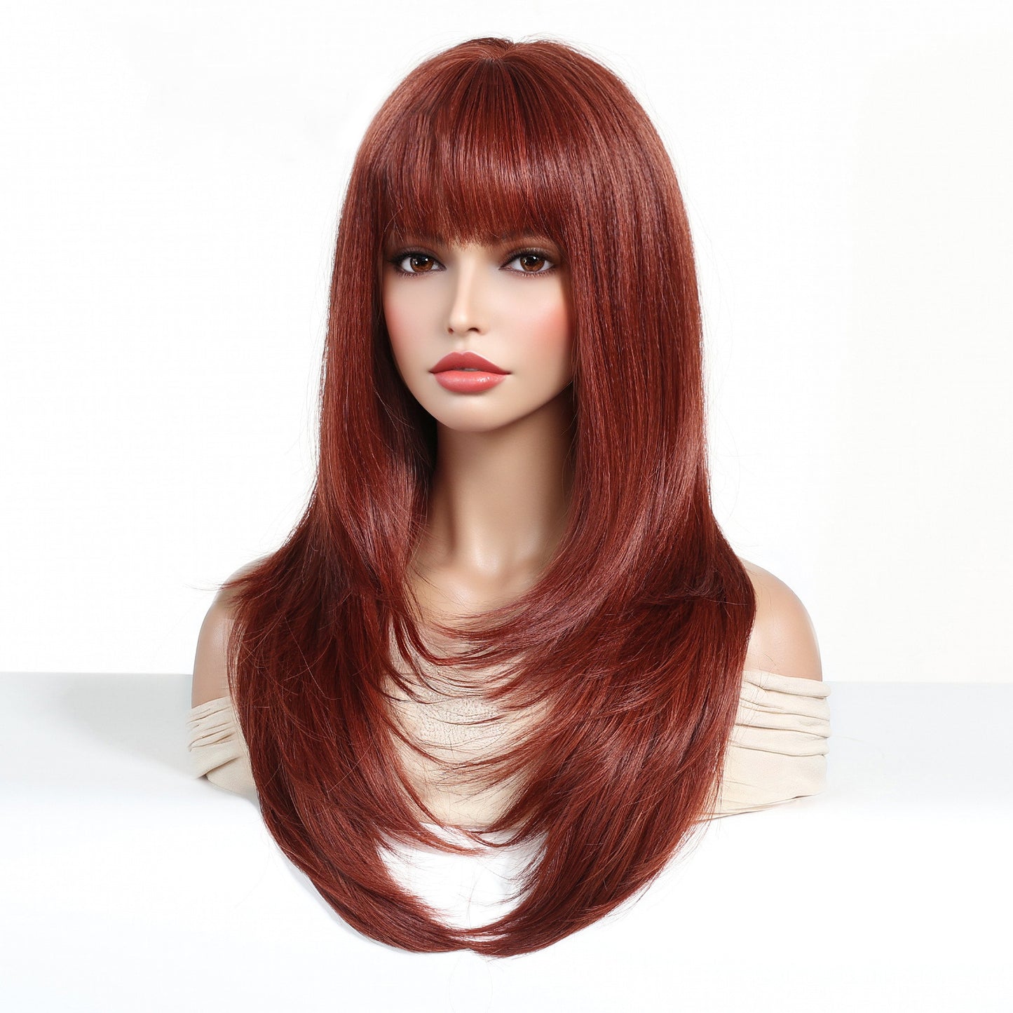 Popular Women's Bangs Layered Full Top Long Straight Wig
