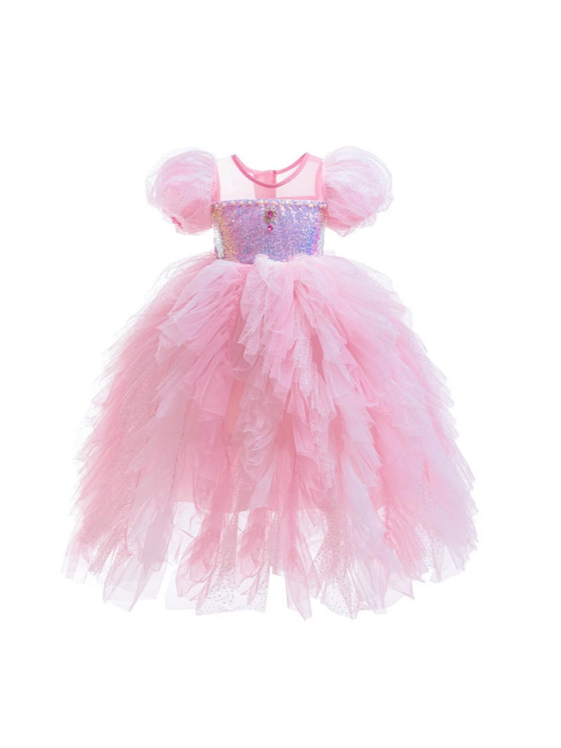 Children's Frozen Birthday Summer Western Style Sequined Princess Tulle Children's Dress