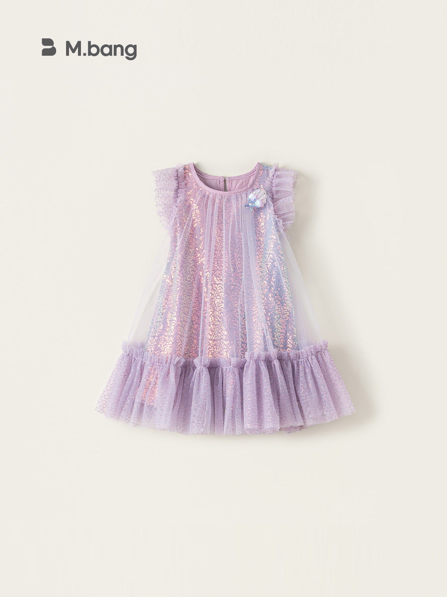 Children's Clothing Skirts Summer Purple Sequin Gauze Little Children's Dress