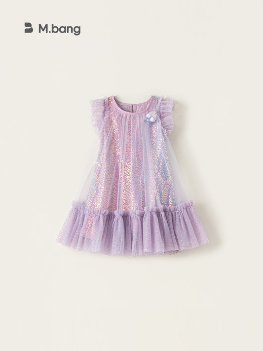 Children's Clothing Skirts Summer Purple Sequin Gauze Little Children's Dress