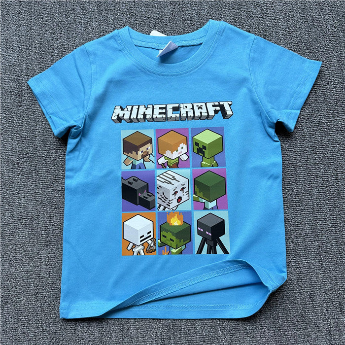 Children's Clothing Daily Order Summer My World Game Theme Series Solid Children's T-shirt