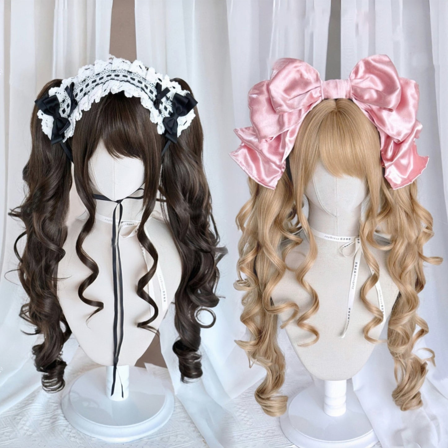 Women's Vintage Roman Curly Double Ponytail Collection Tiger Mouth Chuck Set Cos Wig