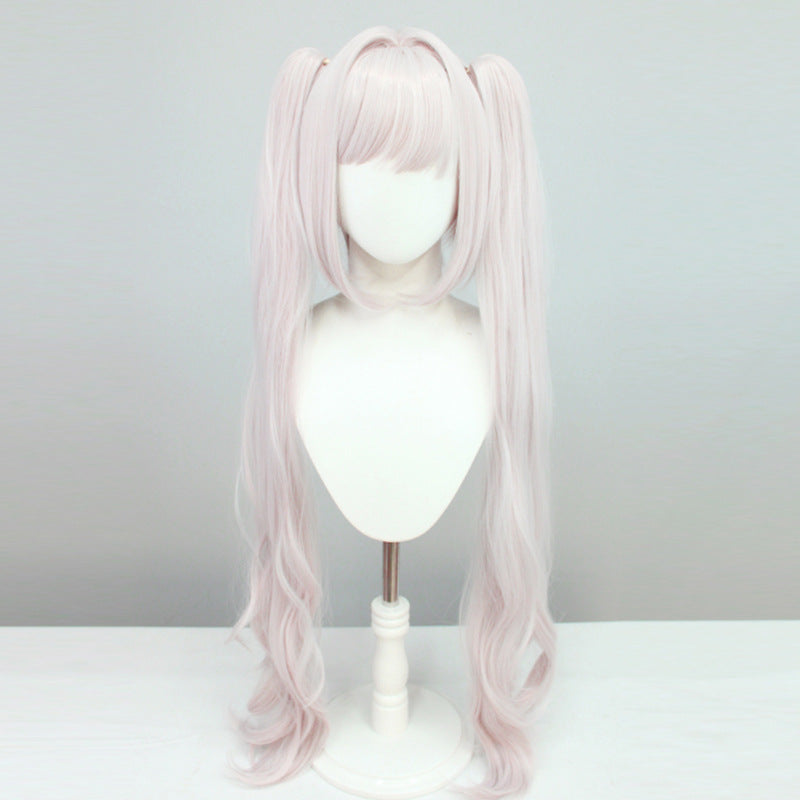 Of Victory Alice Light Pink White Double Ponytail Curly Hair Cos Wig