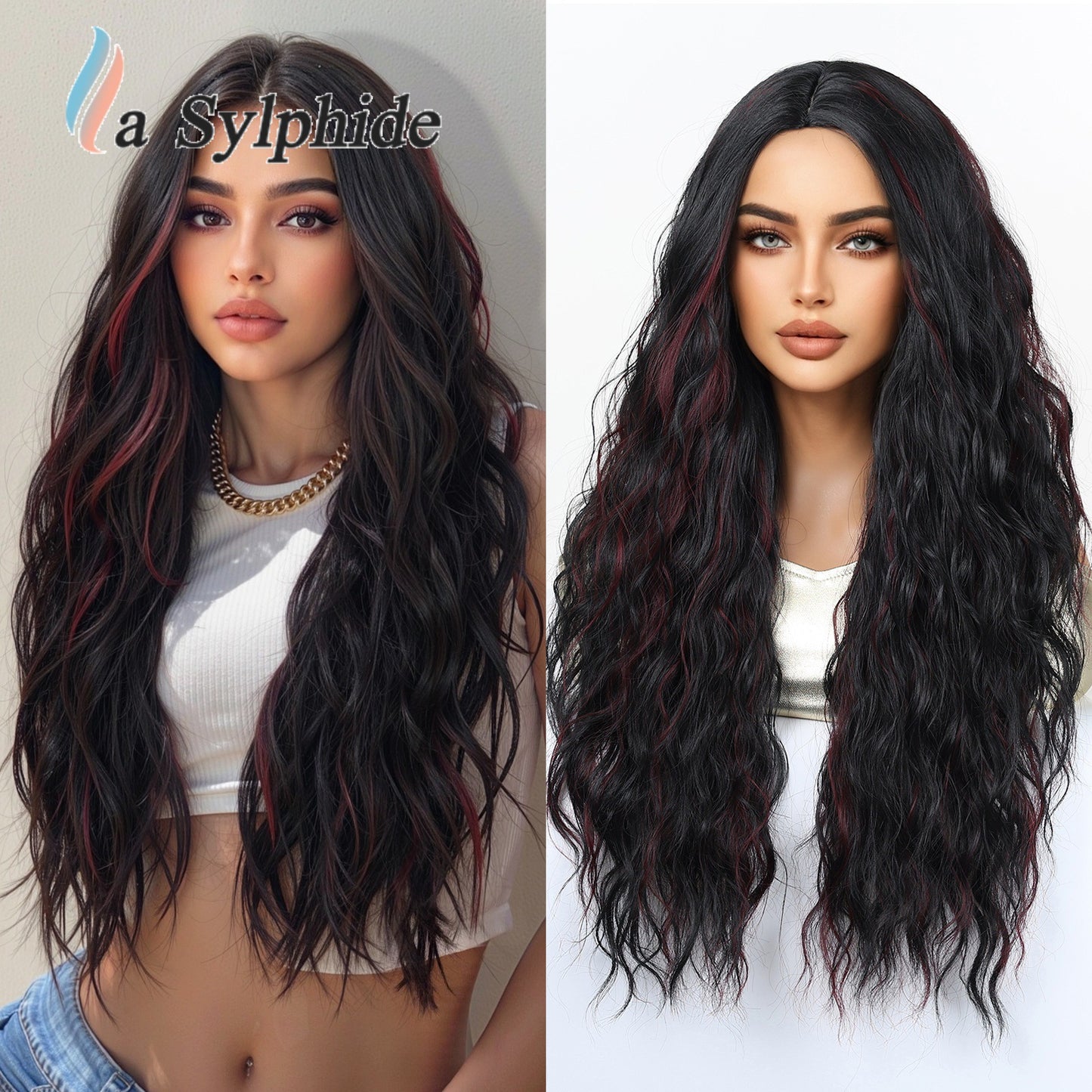 Braid Dark Brown Gradient Medium Curly Hair Fiber Chemical Wig Long Curls