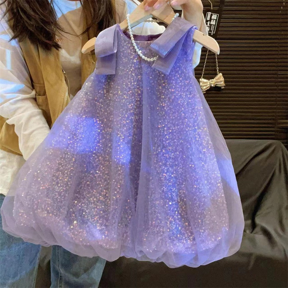 Children's Summer Princess Bud Skirt Sequins Tulle Children's Dress