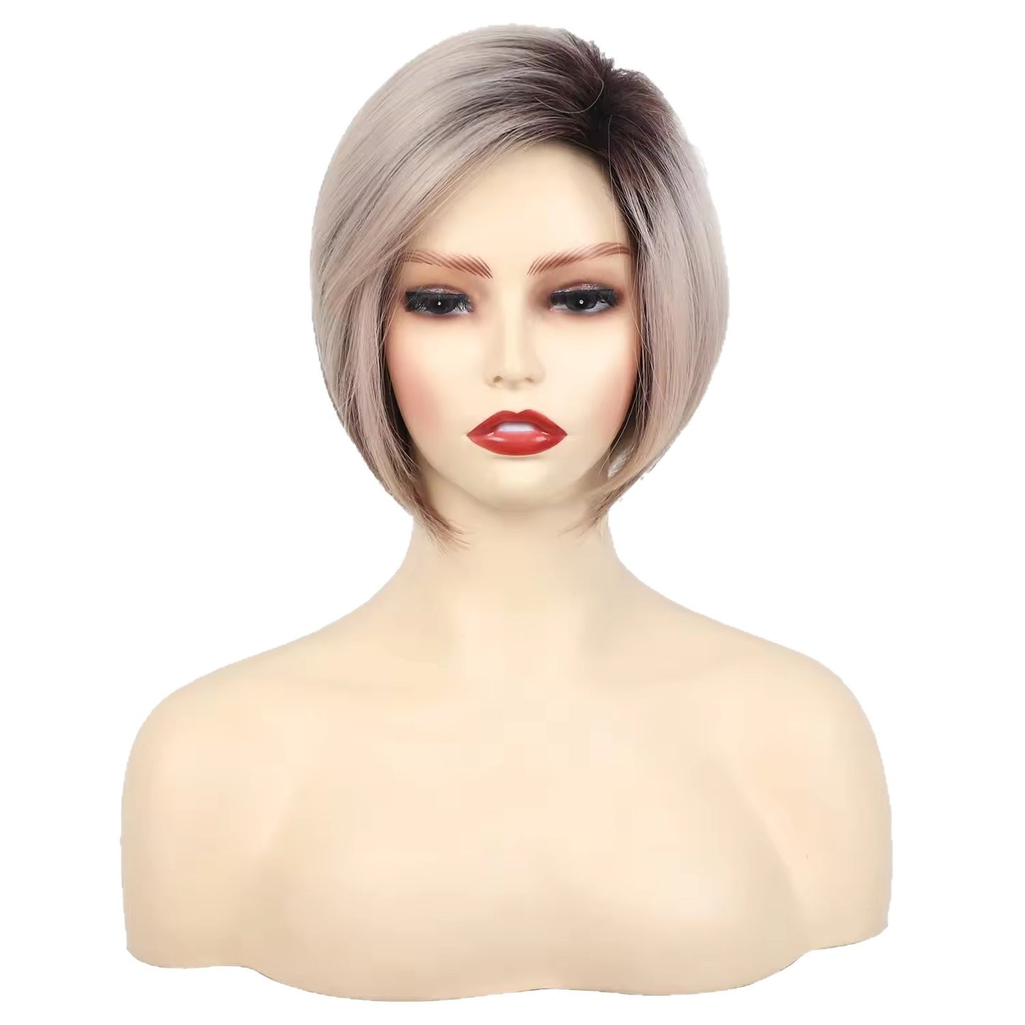 Women's Golden Split Side Bangs Elegant Fashion Wig Short Curly Hair