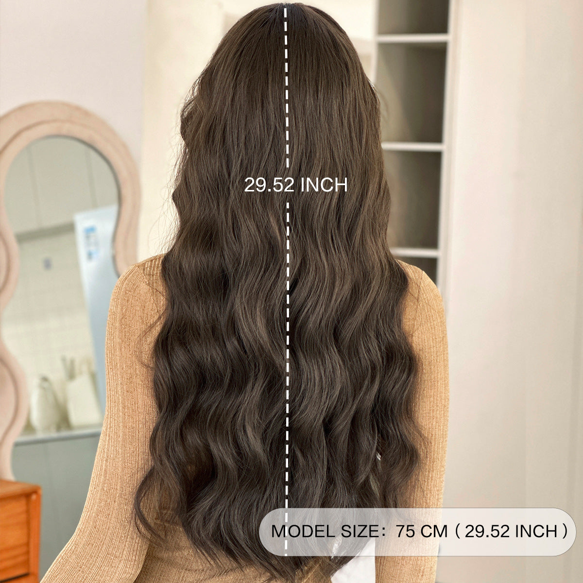 Super Brown Female Big Wave Curly Hair Daily Use Natural Wig Long Curls