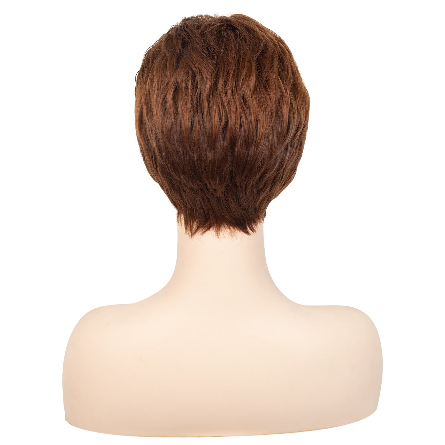 Women's Fashion Red Brown Texture Head Cover Wig Short Straight Hair
