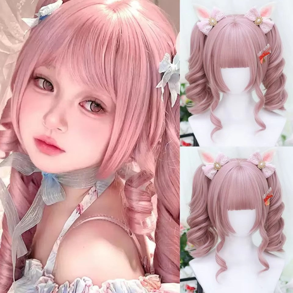 Women's Vintage Roman Curly Double Ponytail Collection Tiger Mouth Chuck Set Cos Wig