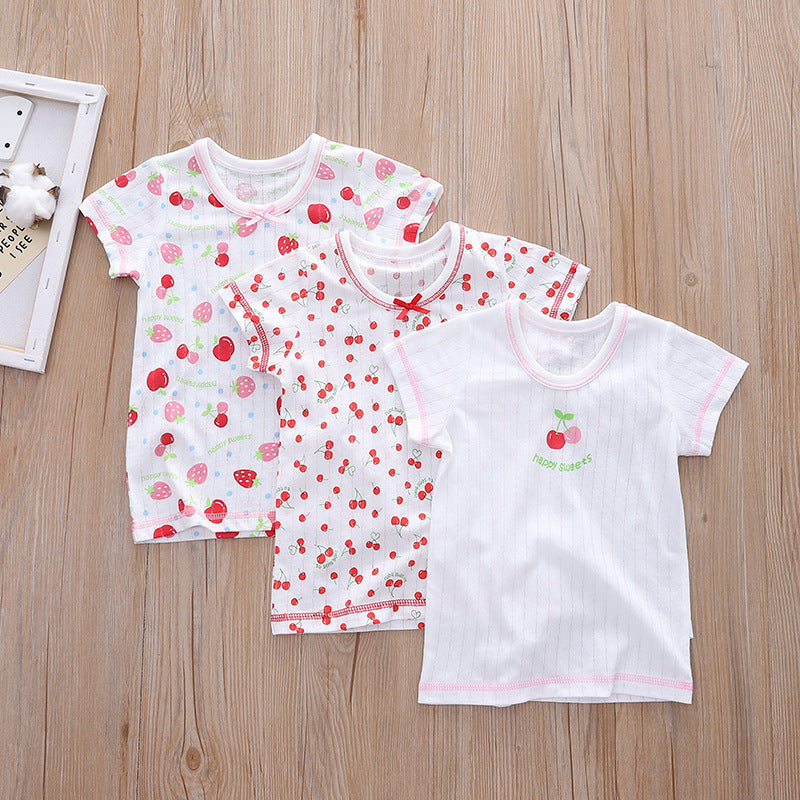 Distribution Jacquard Knit Breathable Bottoming Home Boys Vest Short Sleeve Children's T-shirt
