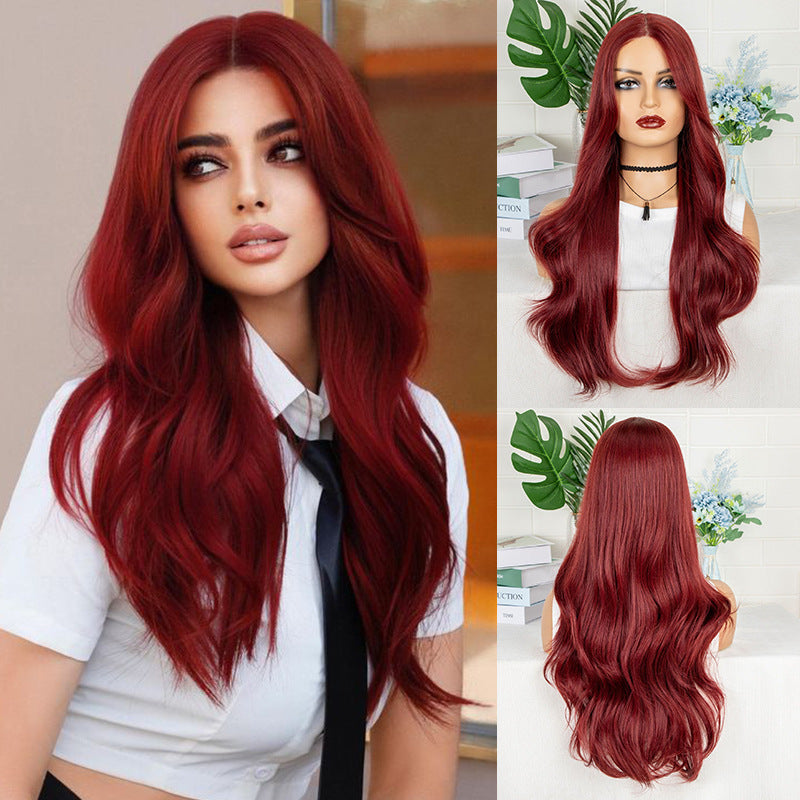 Female Fashion Partial Wave Curly Hair Rose Wig Long Curls