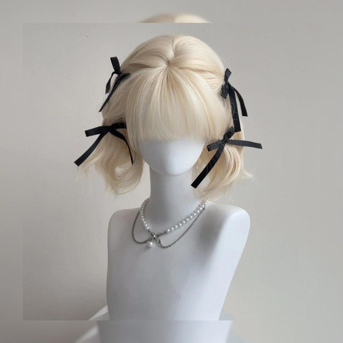 Female Milk Platinum White Natural Full Wig Short Curly Hair