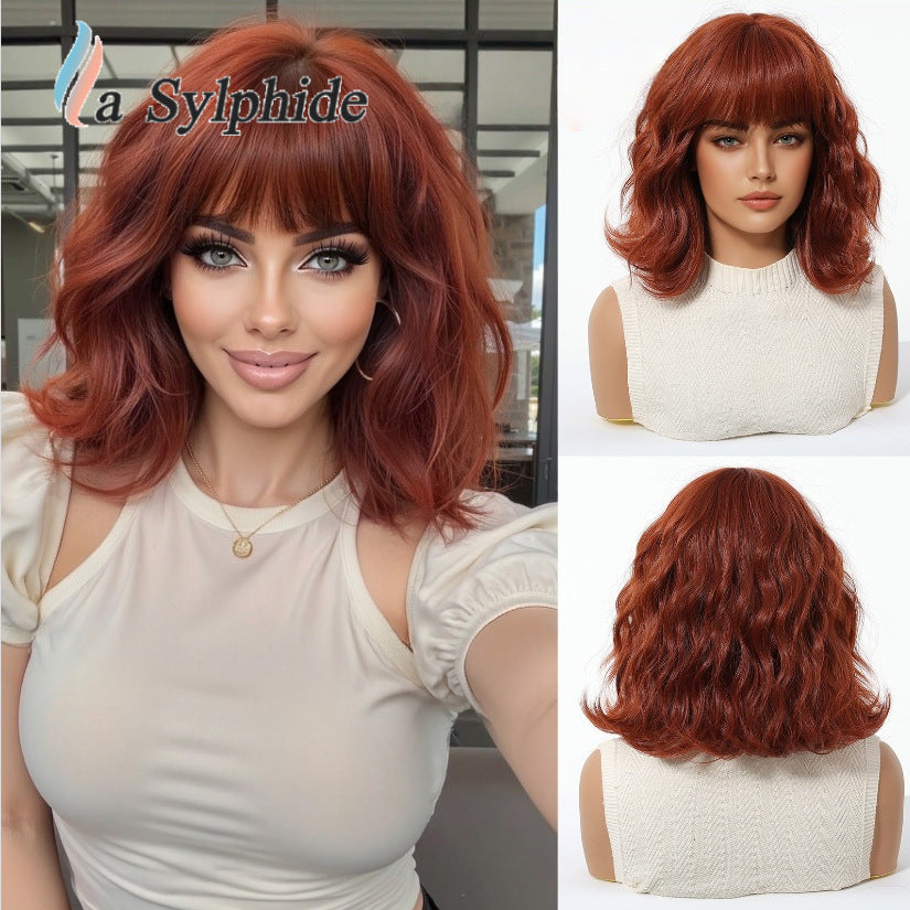 Pretty Women's Golden Gradient Fashion Natural Wig Short Curly Hair