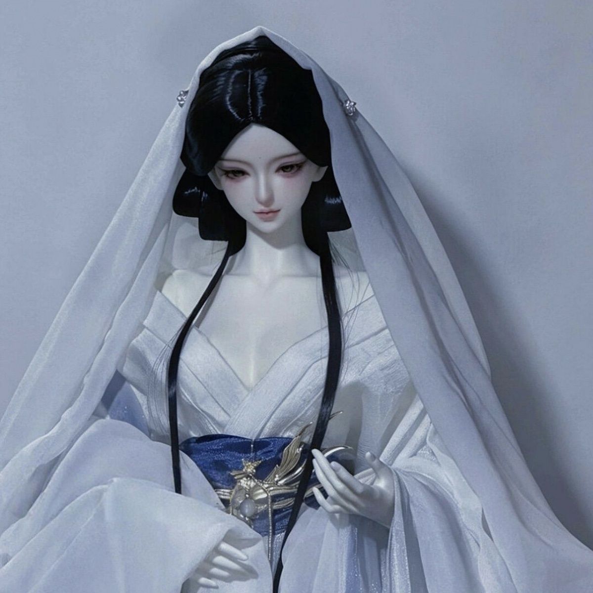 Doll Points Black Medium Long Straight Cos Wig