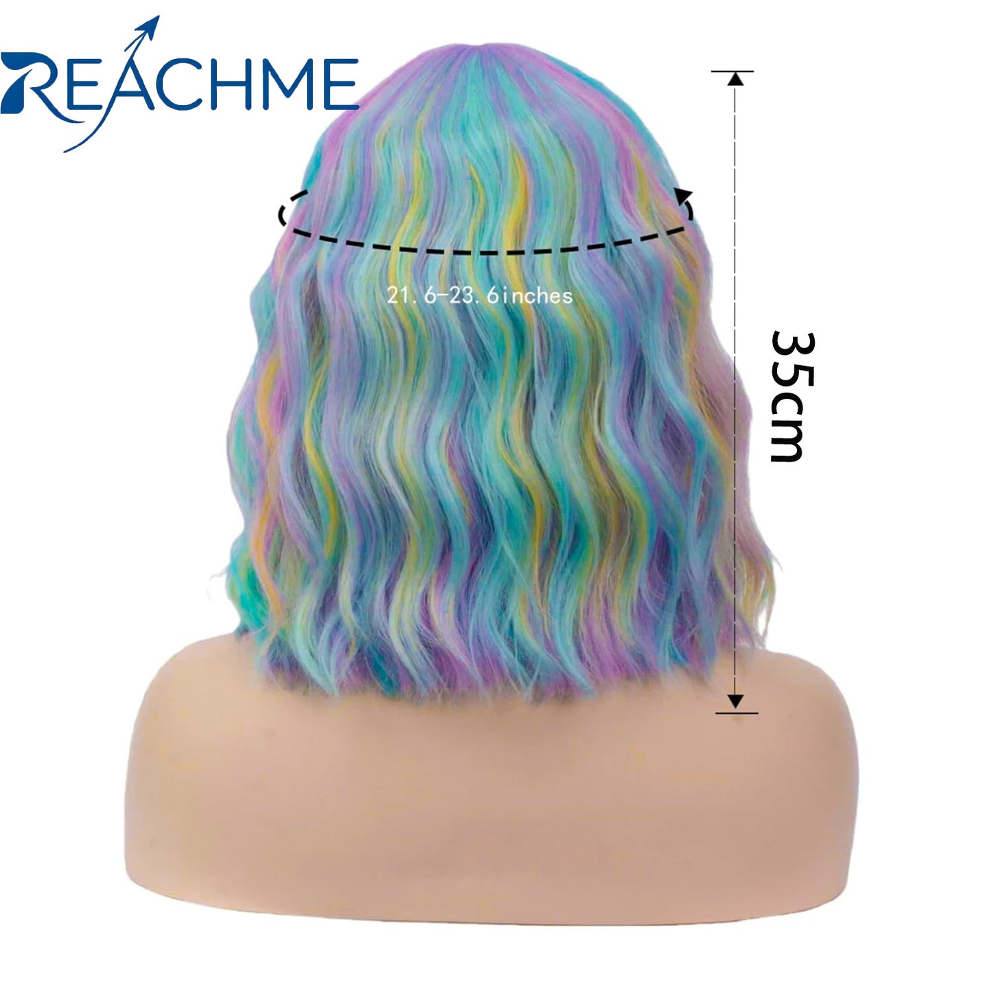 Colorful Gradient Female Style Bangs Realistic Wig Short Curly Hair