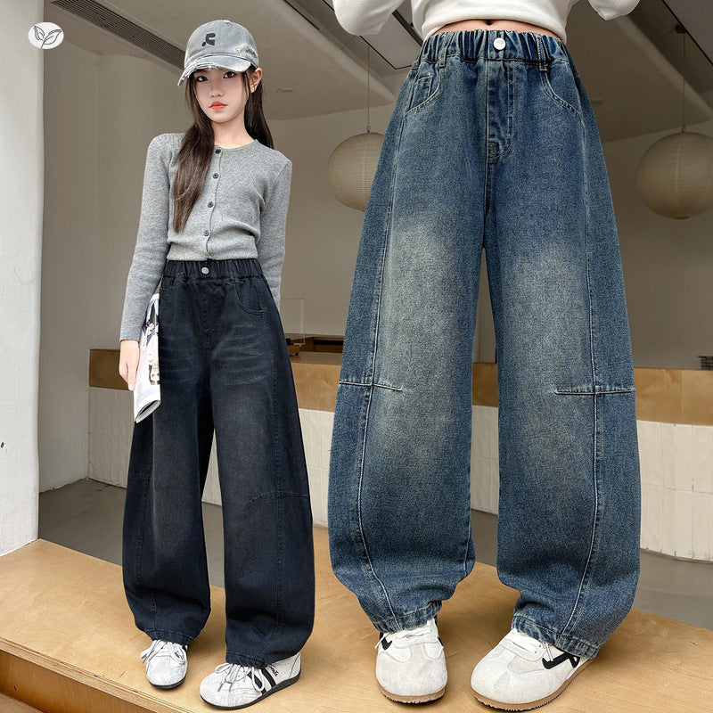 Children's Denim Matchet Spring Middle Big Casual Retro Children's Pants
