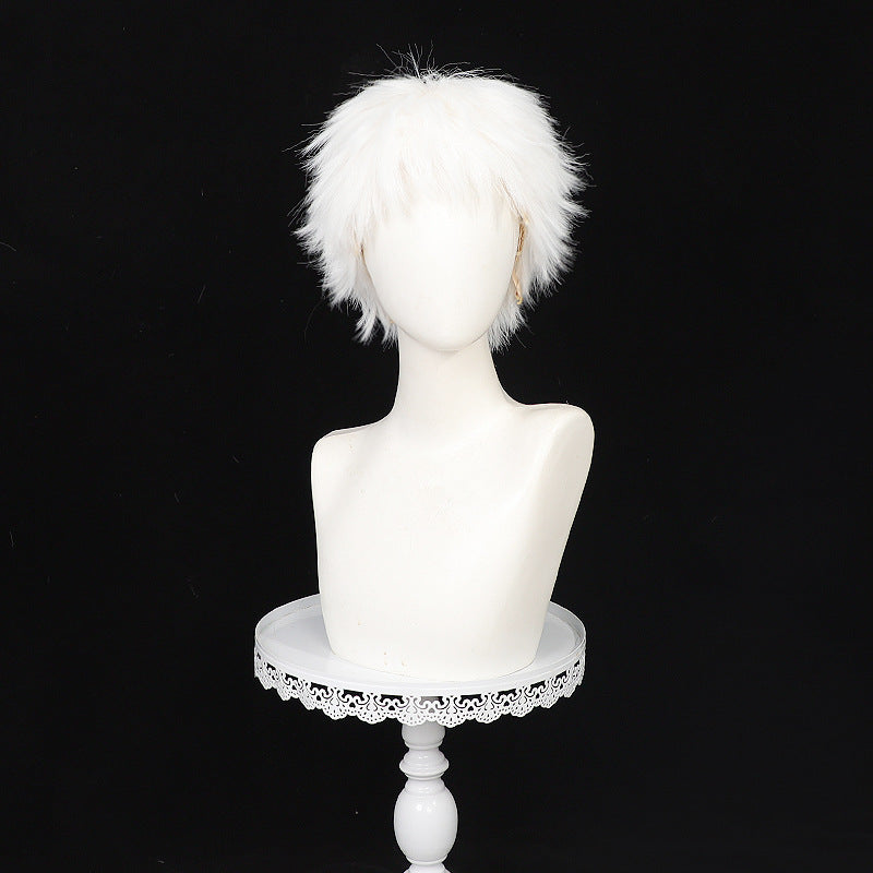 Men's Mercerized Dead Summer Light With Fur Top White Cos Wig