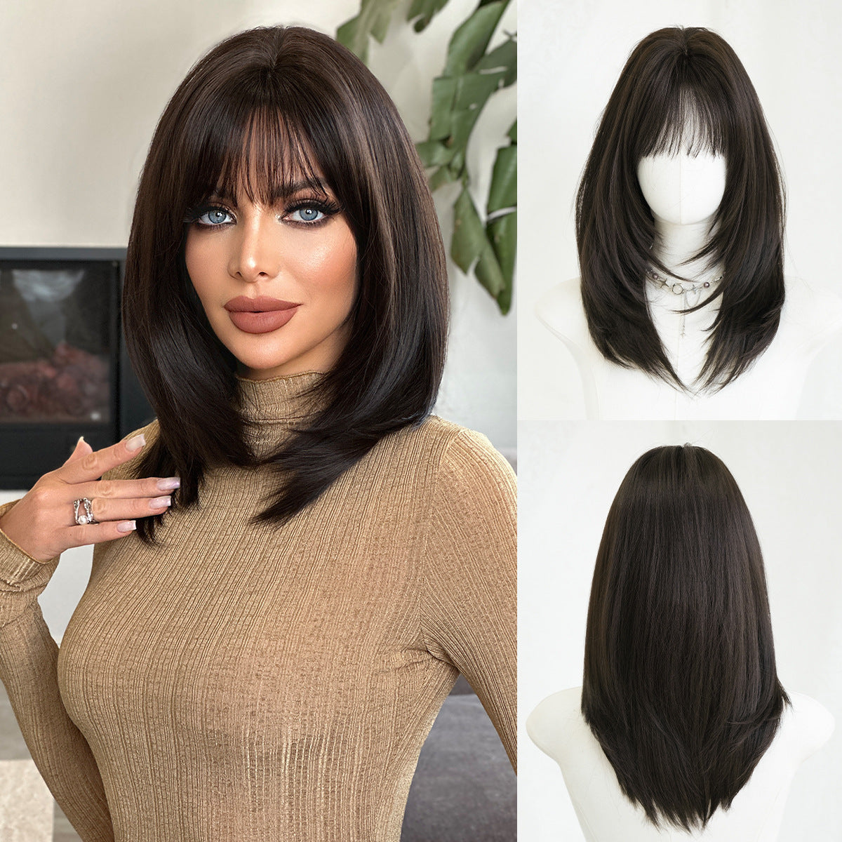 Women's Natural Hair High-level Artificial Hairstyle Bangs Long Straight Wig