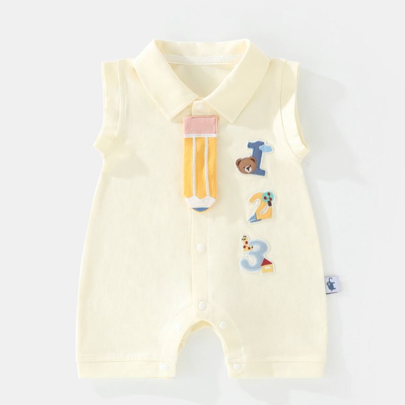 Summer Tie Digital Bear Jumpsuit Born Clothes Cute Jumpsuit, Climbing Suit