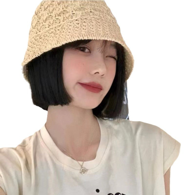 Women's Hat One-piece Inner Buckle Breathable Hollow Wig Short Straight Hair