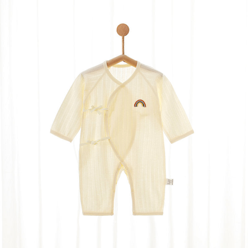 Summer Cotton Long-sleeved Jumpsuit Bellyband Boneless Butterfly Romper Long Jumpsuit, Climbing Suit