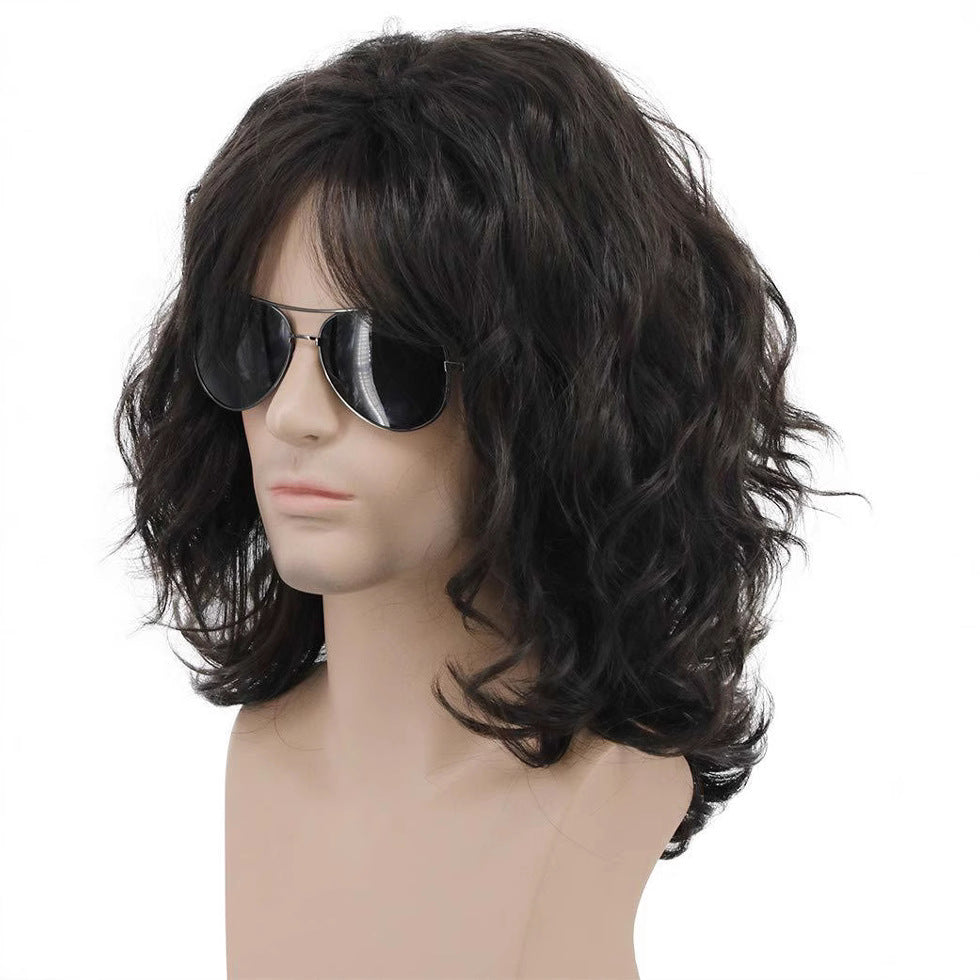 Men's Mid-length Curly Hair Rocking Wind Synthetic Men's Wig